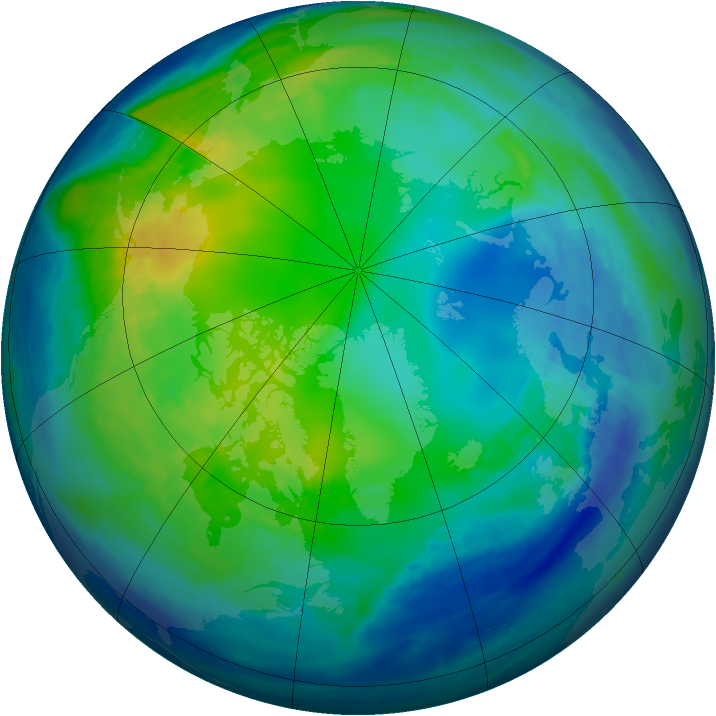 Arctic ozone map for 11 November 1992